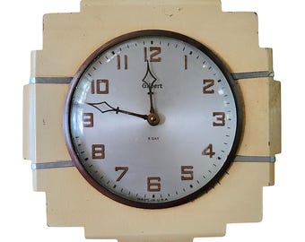 Vintage Gilbert Art Deco Wall Clock for Decor Prop Parts Repair NON WORKING As Is