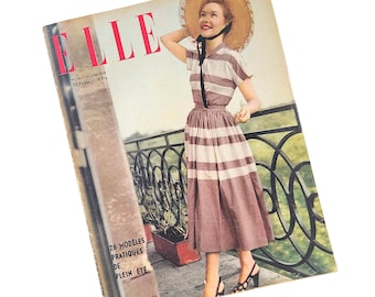 Elle Women's Magazine July 1 1948 Issue French Language Vintage Ads Fashion