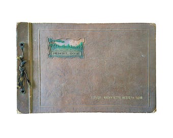 Antique 1920s Photo Album and Memory Book with Pictures and Ephemera