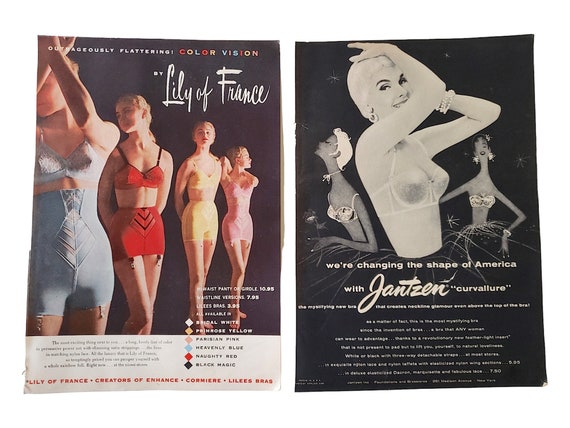 Vintage Underwear Lingerie Ads Glamour Magazine 1950s Girdle Bra