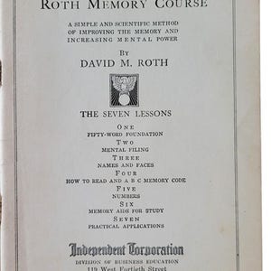 Roth Memory Course: Complete 1918 Antique Self-Improvement Pamphlets bild 6