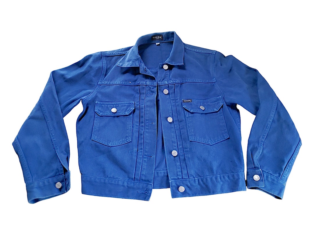 Guess Blue Cotton Denim Jacket Made in US Size M Etsy
