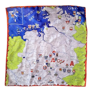 Grande écharpe colorée souvenir de carte en polyester carré de l'Allemagne de l'Ouest
