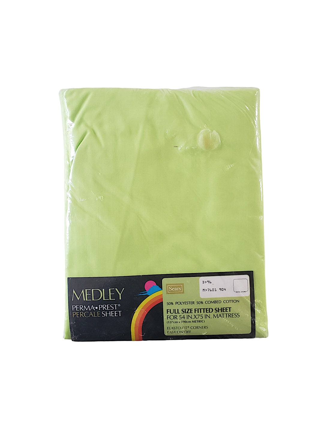 Medley Perma Prest Percale Sheet by Sears Green Full Size Fitted Sheet