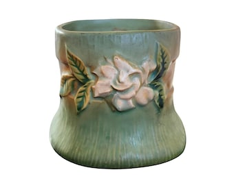Square Vintage Roseville USA Gardenia Vase 1940s