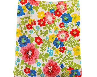 Bright Multi Color Floral Print Heavyweight Vintage Fabric Remnant 45 Inches by 146 Inches