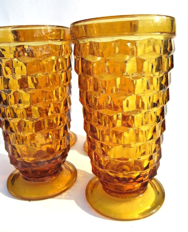 Amber Glass Fostoria American Iced Tea Glasses Set of 4 Etsy