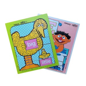 Playskool Vintage Sesame Street Wooden Puzzles Big Bird Ernie 1970s