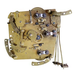 Westminster Clock Movement with Hands for Repair or Upcycling Steampunk Brass Gears Mixed Media Assemblage Found Object Art Supply