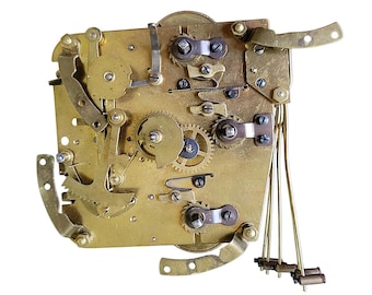Westminster Clock Movement with Hands for Repair or Upcycling Steampunk Brass Gears Mixed Media Assemblage Found Object Art Supply