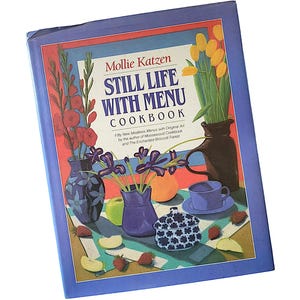 Nature morte avec menu livre de cuisine par Mollie Katzen 1988 1ère impression 50 menus sans viande avec art original illustré couverture rigide avec jaquette