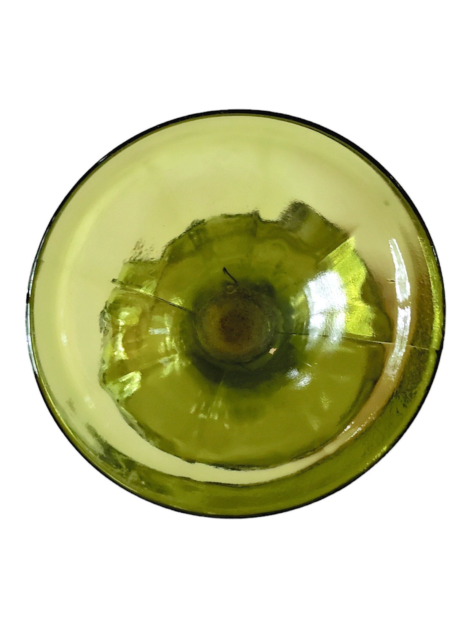 Green Glass Pedestal Bowl Grape Design Etsy