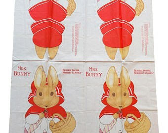 Mrs Bunny Soft Doll Vintage Pattern Fabric by Beatrix Potter Nursery Classics 1985