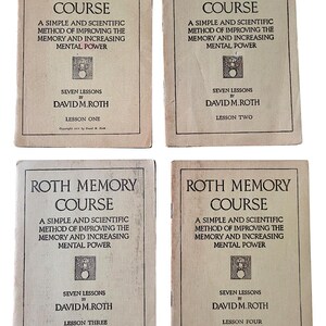 Roth Memory Course: Complete 1918 Antique Self-Improvement Pamphlets bild 2