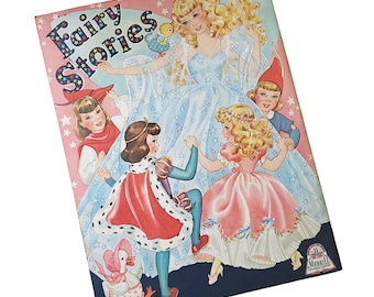 Fairy Stories 1943 Illustrated Children's Book by the Merrill Publishing Company Softcover Color Illustrations Cinderella Chicken Little
