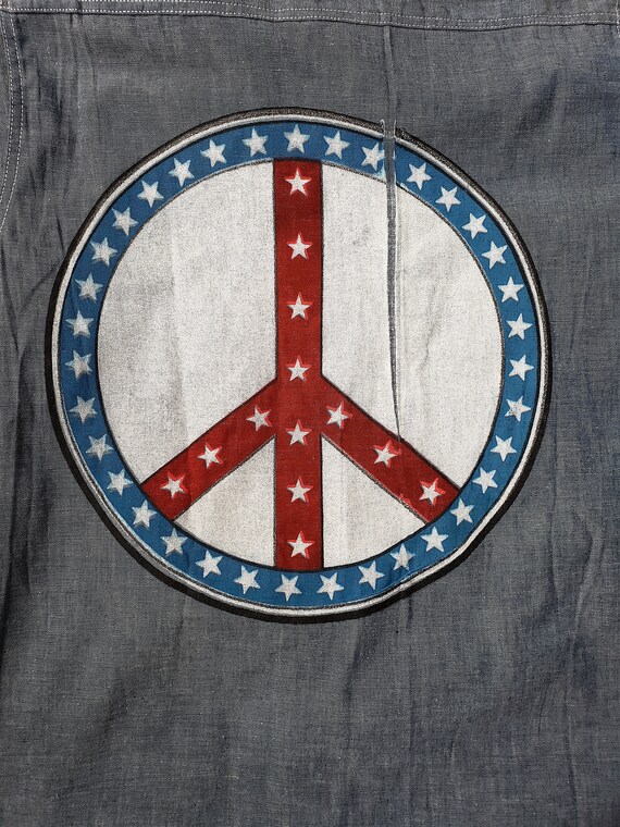 Peace Symbol Varsity House Sanforized Denim Short… - image 4