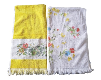 Floral Print Bath Towels with Fringe Set of 2