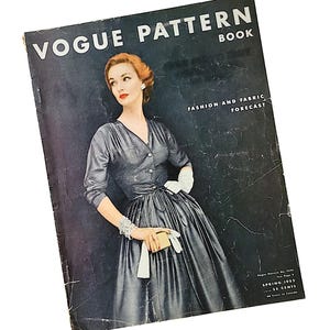 Vogue Pattern Book Spring 1952 Vintage Mid Century Fashion and Fabric Forecast Advertising