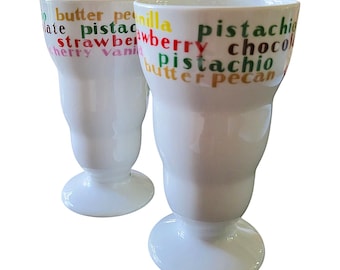 Vintage Ice Cream Sundae Float Soda Milkshake Glasses Set of 2 Dessert