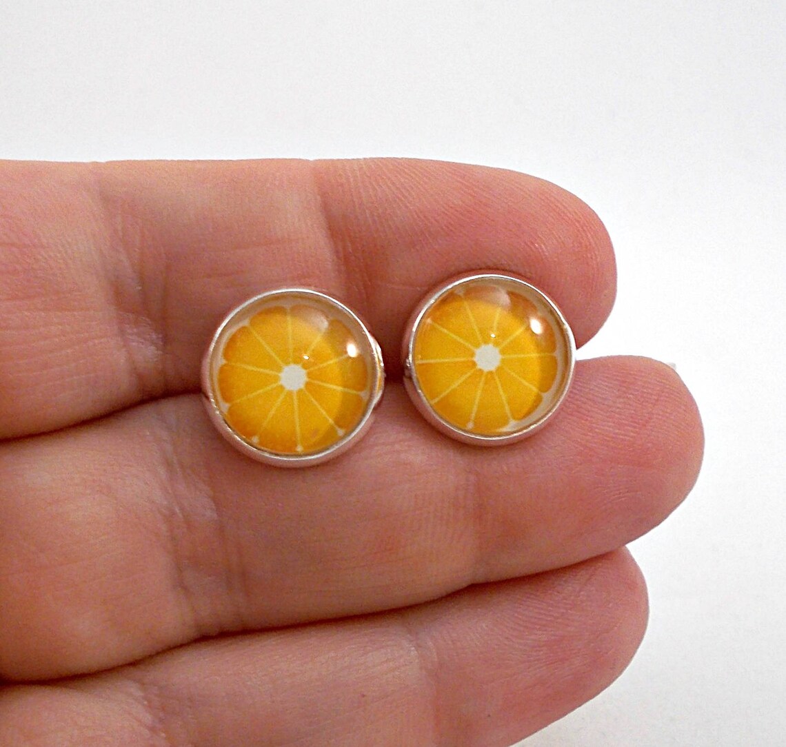 Orange Slice Earrings Fruit Earrings Food Jewelry Orange Etsy