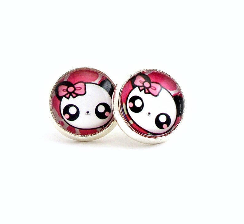 Cute Panda Anime Jewelry Tween Jewelry Kawaii Panda Panda Earrings Anime Earrings Animal Earrings Panda Jewelry Tween Girl Gifts