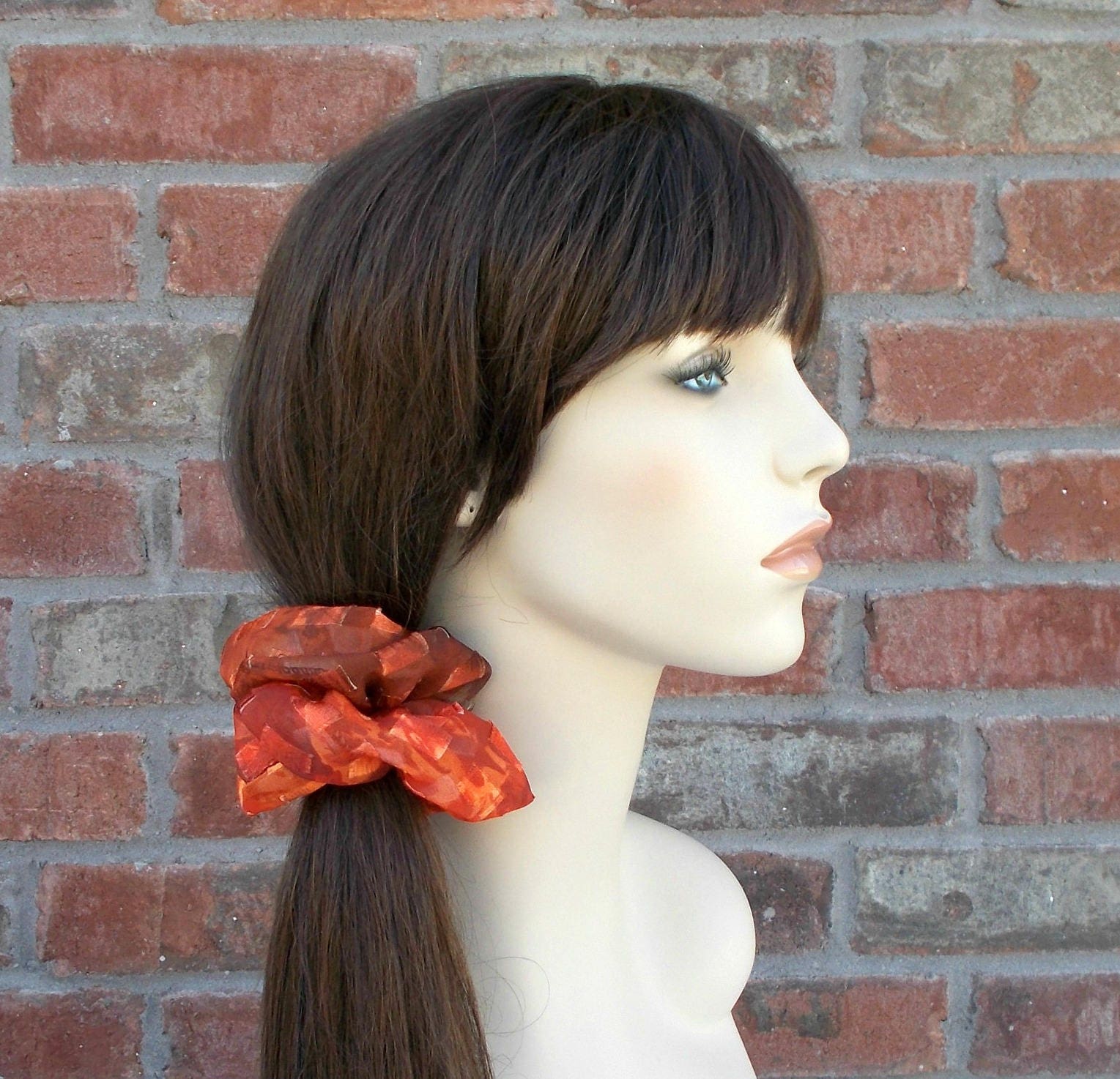 Autumn Hair Scrunchie Burnt Orange Hair Accessories Ponytail Etsy