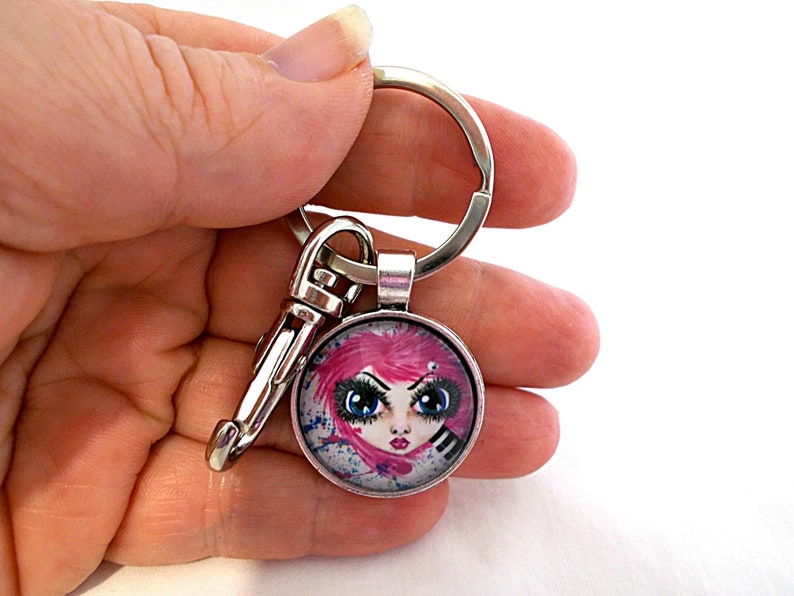 Cute Keychain New Driver Keychain Girl Keychain Pink Hair Etsy