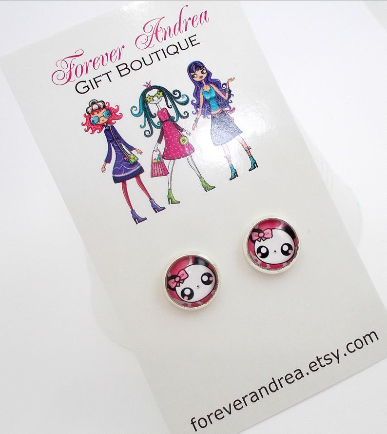 Cute Panda Anime Jewelry Tween Jewelry Kawaii Panda Panda Earrings Anime Earrings Animal Earrings Panda Jewelry Tween Girl Gifts