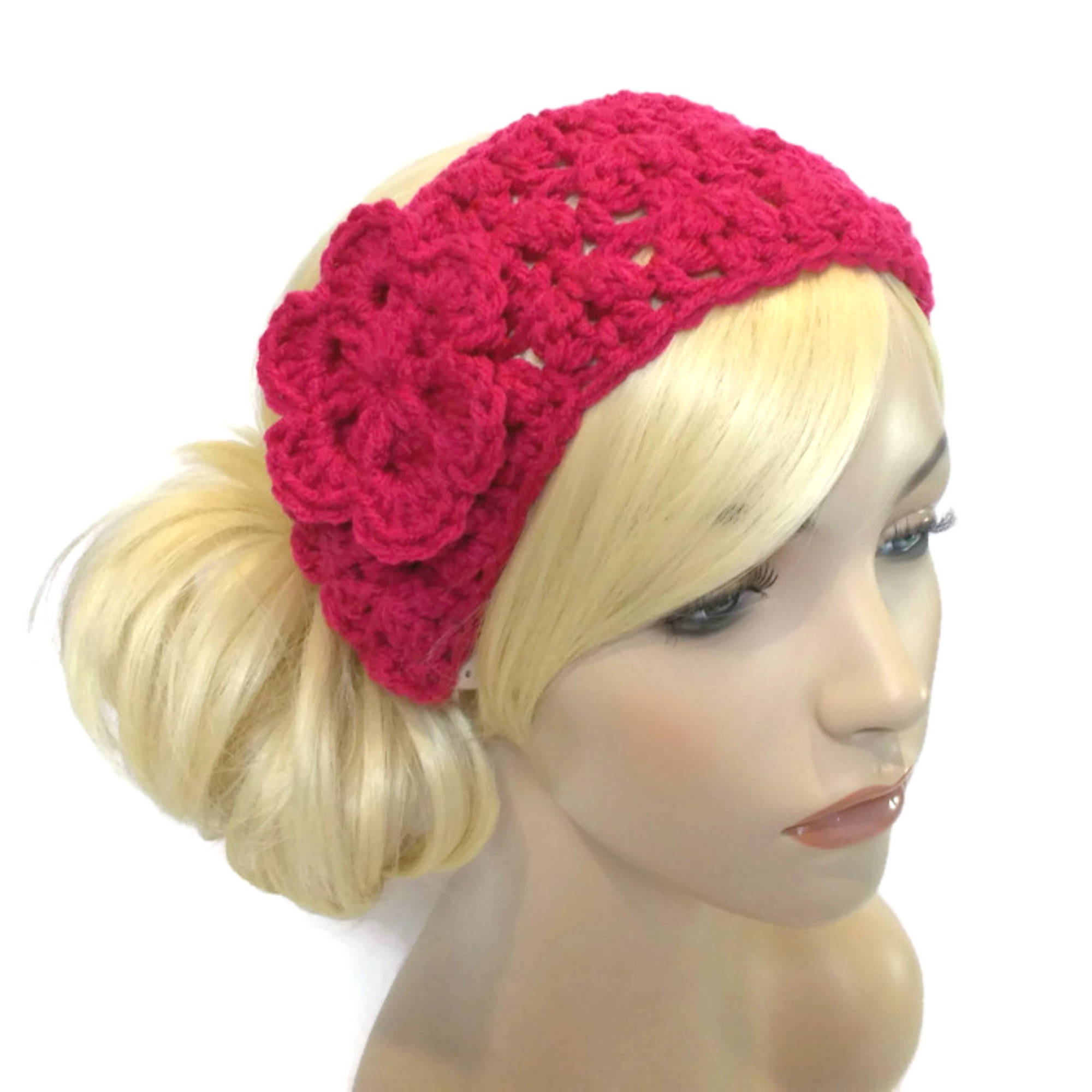 Hot Pink Headband Womens Headbands Crochet Headband with Etsy