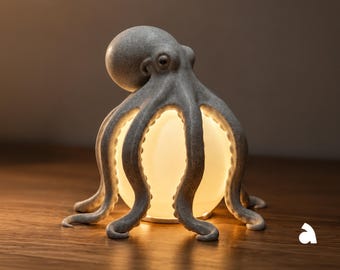 Octopus Lamp LED Night Light | Ocean Decor Table Lamp | Coastal Bedroom Ambient Lighting | Desk Lamp Gift