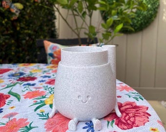 White Happy Pot 3D Printed Modern Home Decor