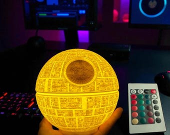 Planet Destroyer Lamp | Sci-Fi Orb Desk Light | 3D Printed LED Mood Lamp | Geek Room Decor | Unique Gift for Sci-Fi Fans