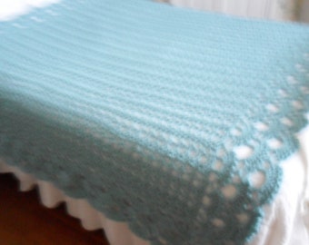 Crochet Afghan King (96inWx72inL)  Blanket - Bedspread - Coverlet - Throw   ''SHELLS  GALORE''   in Soft Aqua