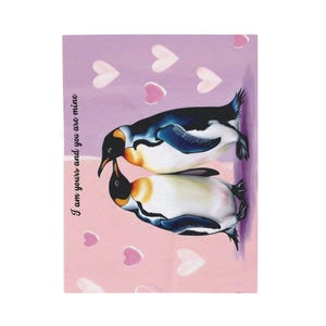 Plush Blanket, Penguins in Love, Valentine&#39;s Day Gift, I am Yours and You are Mine, Cozy Throw Blanket, Anniversary Present