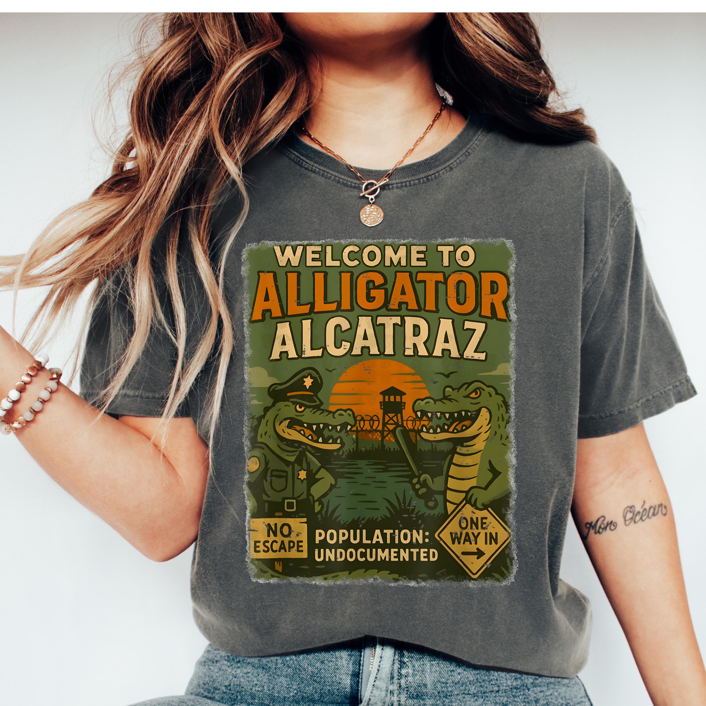 Vintage Alligator Alcatraz T-Shirt: N.I.C.E. Prison Squad Graphic Tee