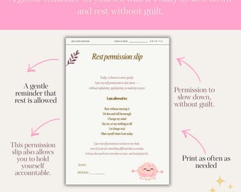 Permiso de descanso – Imprimible de autocuidado suave