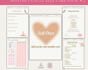 Días Suaves – Set Imprimible de Autocuidado del Ciclo Mensual / Cuidado Menstrual Suave / Autocuidado para Mujeres