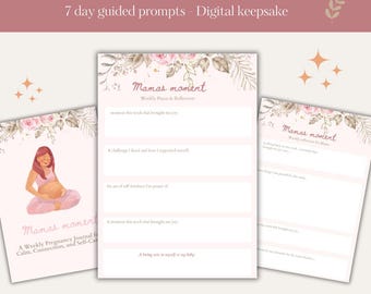 Diario de embarazo de 7 días imprimible • Cuidado personal consciente y vínculo con el bebé • Descarga instantánea