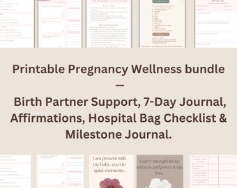 Paquete de diario de embarazo imprimible / Afirmaciones, listas de verificación (descarga digital)