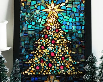 ステンドグラスのクリスマスツリー - #41-45 - ぬり絵ページ (5 ページ