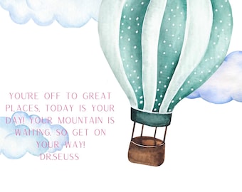 Dr. Seuss Balloon Handprint Craft: Oh, The Places You'll Go (Digital Download)