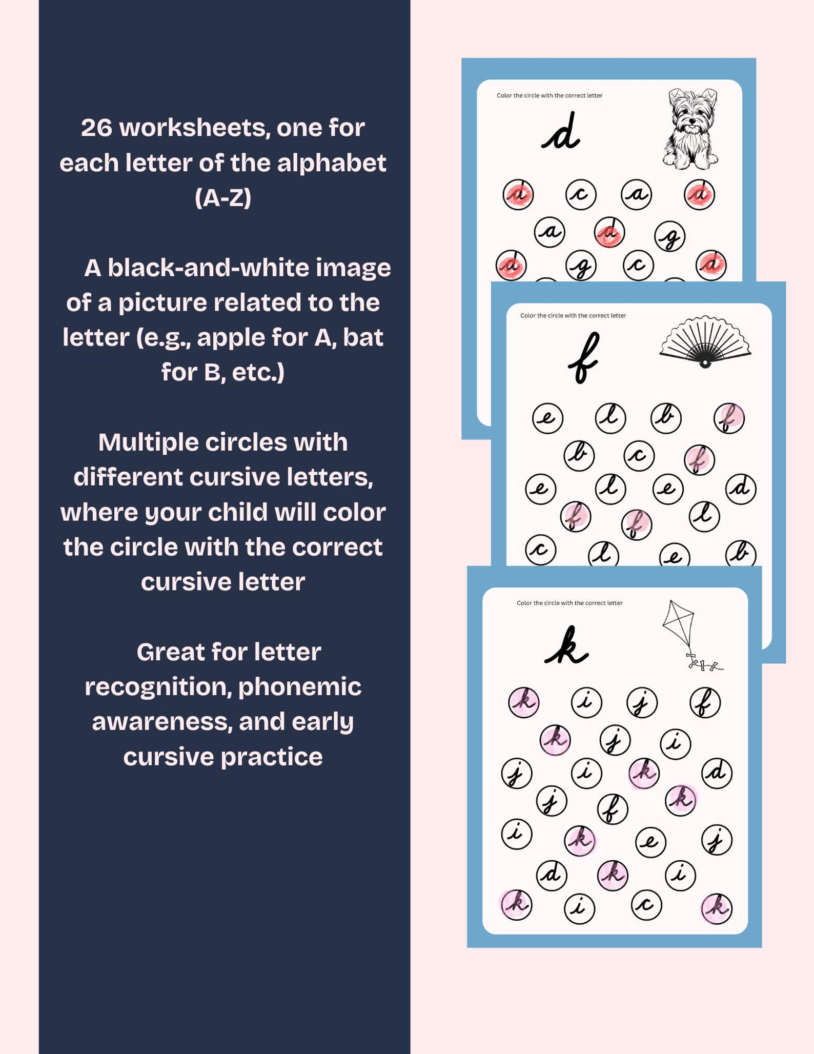 Cursive & Print Letter Recognition Worksheet Bundle – Digital Download ...