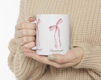 Pink Ribbon Ceramic Coffee Mug, Gifts for Her