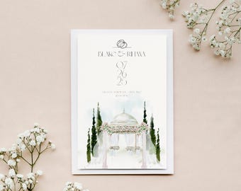 Watercolor Garden Wedding Invitation Template: Elegant Floral (Canva Editable, Instant Download)