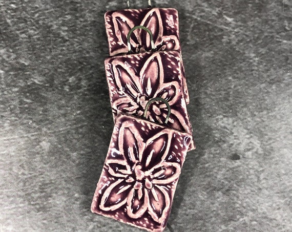 Purple Celadon Flower Pendant for Jewelry Making