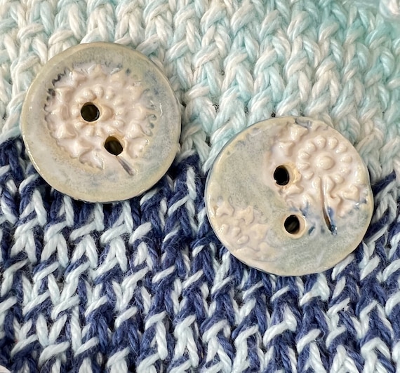 Pair Dandelion on Blue Round Buttons