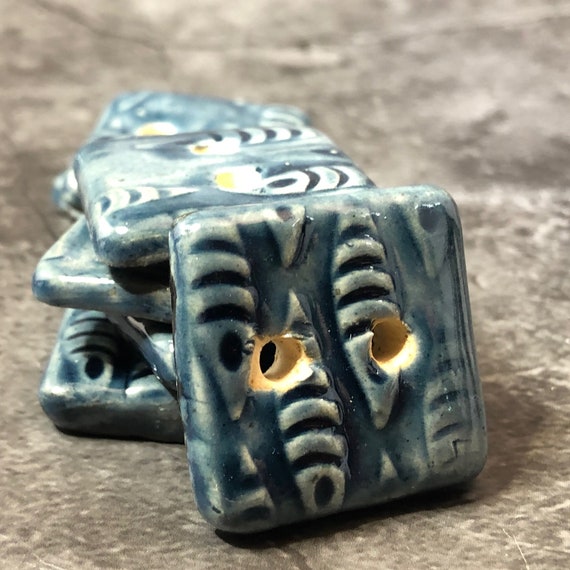 Blue Fish Square Button