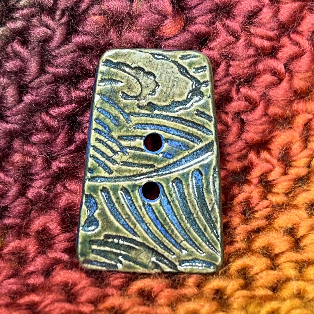 Blue and Green Button With Line Textures - Etsy