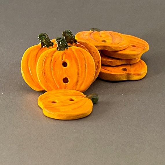 Pumpkin Button -Fall Orange