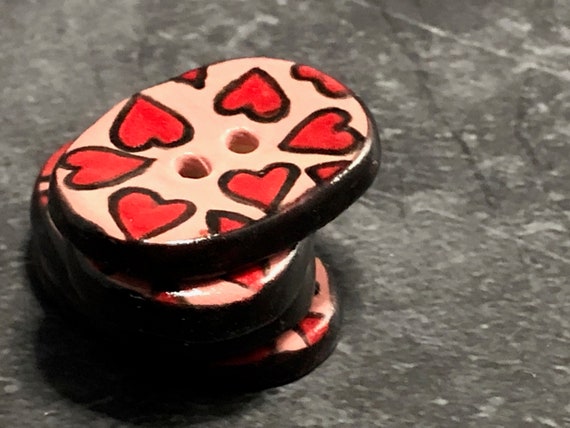 Valentine Hearts Oval Button